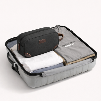 CarryHive Travel Toiletry Pouch – Canvas Organizer (Black)