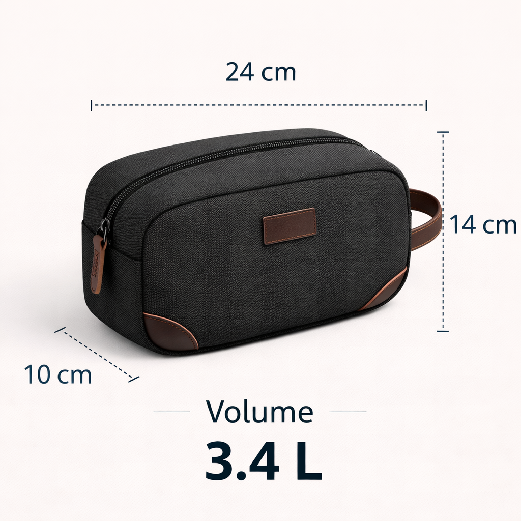 CarryHive Travel Toiletry Pouch – Canvas Organizer (Black)